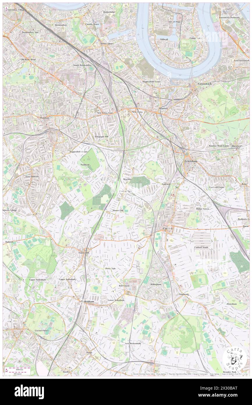 Crofton Park Railway Station, Greater London, GB, Vereinigtes Königreich, England, n 51 27' 18'', S 0 2' 12'', Karte, Cartascapes Map, veröffentlicht 2024. Erkunden Sie Cartascapes, eine Karte, die die vielfältigen Landschaften, Kulturen und Ökosysteme der Erde enthüllt. Reisen Sie durch Zeit und Raum und entdecken Sie die Verflechtungen der Vergangenheit, Gegenwart und Zukunft unseres Planeten. Stockfoto