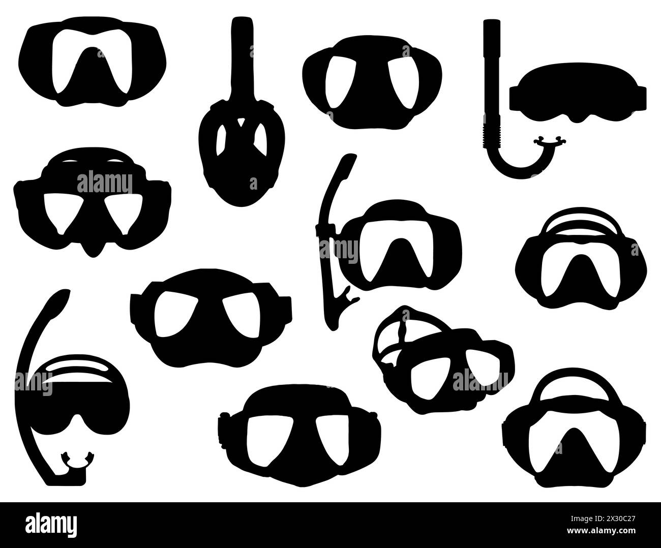 Schnorcheltauchmasken Silhouette Vektorkunst Stock Vektor