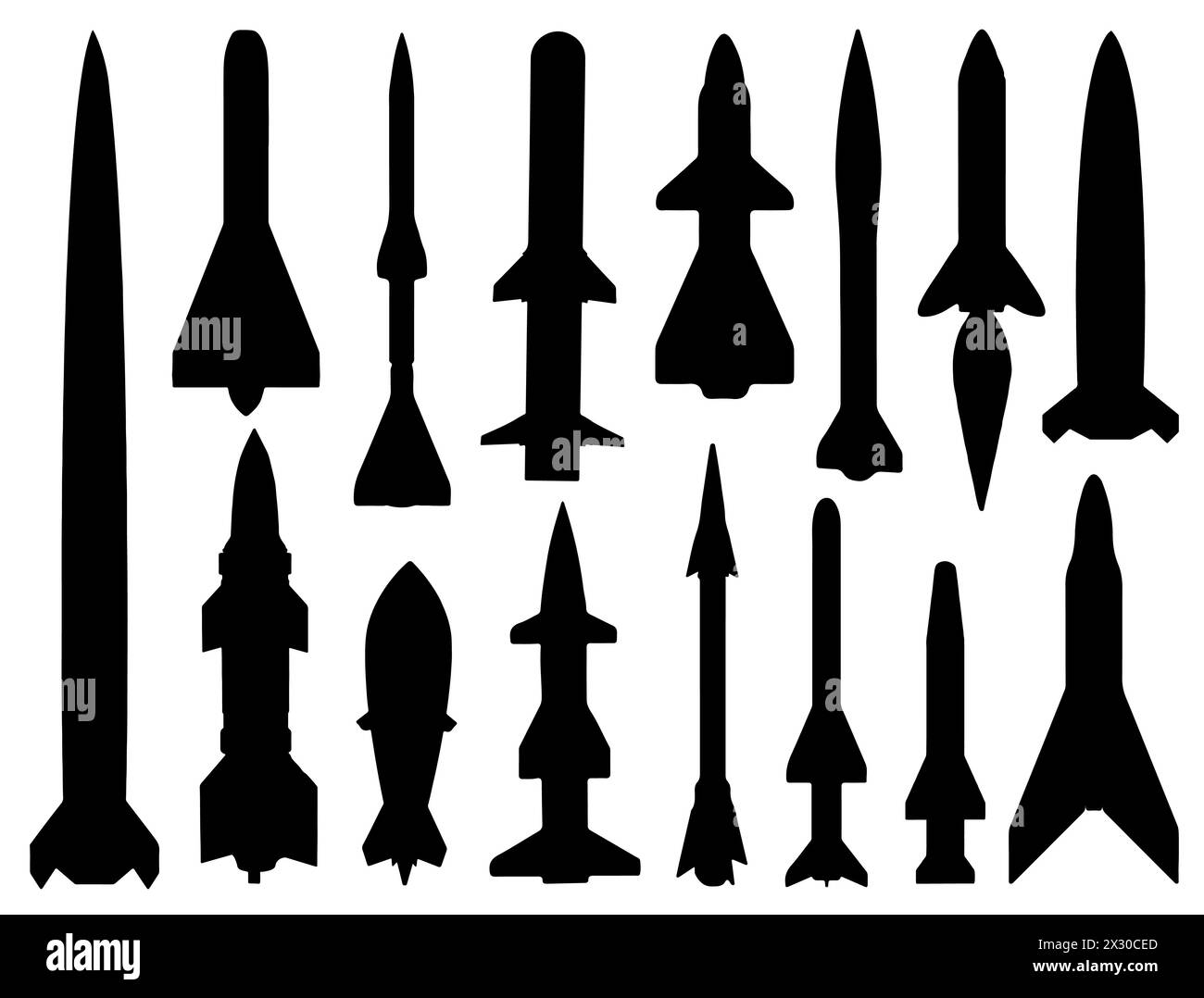 Militärische Raketensilhouette Vektorkunst Stock Vektor