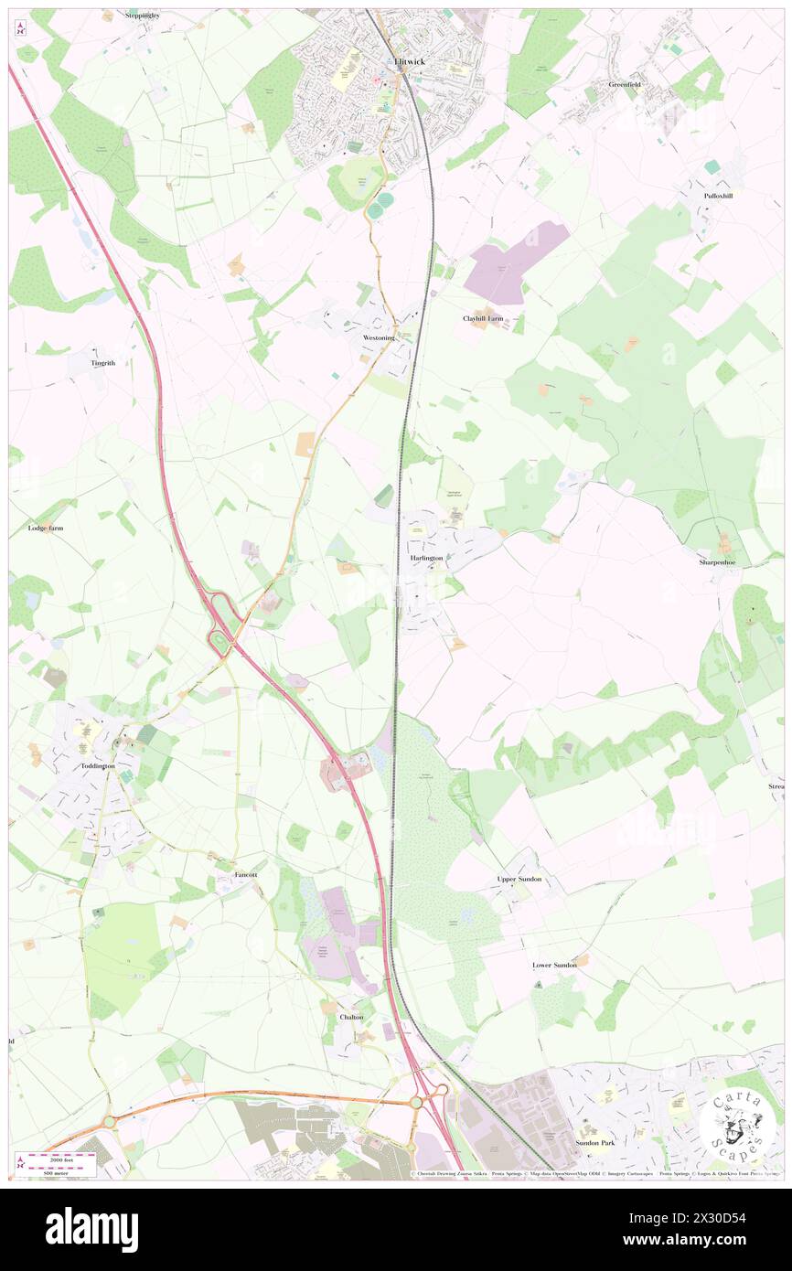 Harlington Station, GB, Vereinigtes Königreich, England, n 51 57' 41''', S 0 29' 43'', Karte, Cartascapes Map, veröffentlicht 2024. Erkunden Sie Cartascapes, eine Karte, die die vielfältigen Landschaften, Kulturen und Ökosysteme der Erde enthüllt. Reisen Sie durch Zeit und Raum und entdecken Sie die Verflechtungen der Vergangenheit, Gegenwart und Zukunft unseres Planeten. Stockfoto