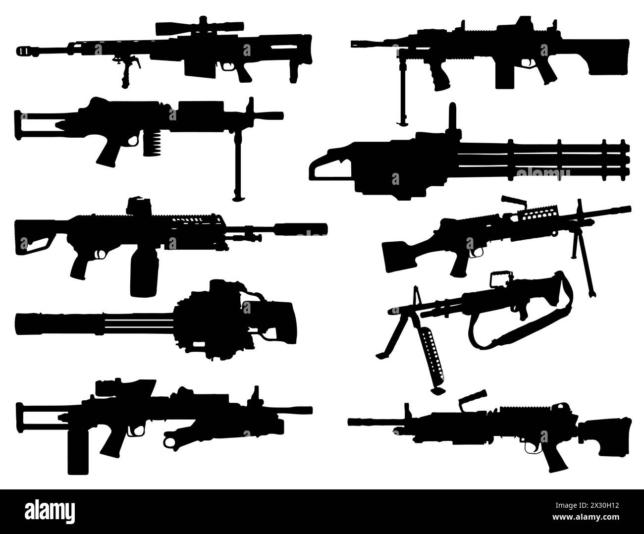 Maschinengewehr Silhouette Vektorkunst Stock Vektor