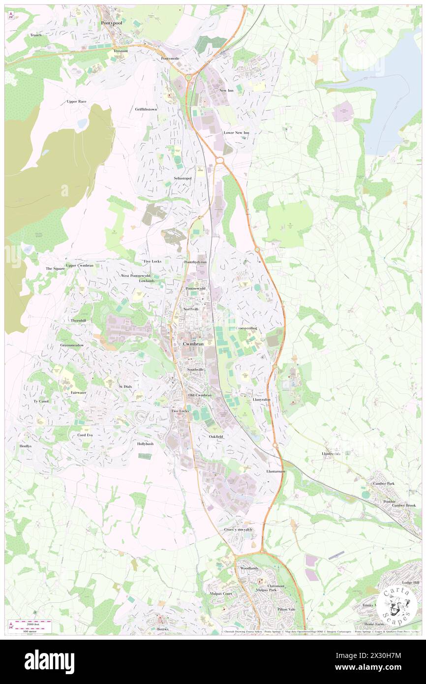 Bahnhof Cwmbran, Torfaen County Borough, GB, Vereinigtes Königreich, Wales, n 51 39' 25'', S 3 0' 57'', Karte, Cartascapes Map, veröffentlicht 2024. Erkunden Sie Cartascapes, eine Karte, die die vielfältigen Landschaften, Kulturen und Ökosysteme der Erde enthüllt. Reisen Sie durch Zeit und Raum und entdecken Sie die Verflechtungen der Vergangenheit, Gegenwart und Zukunft unseres Planeten. Stockfoto