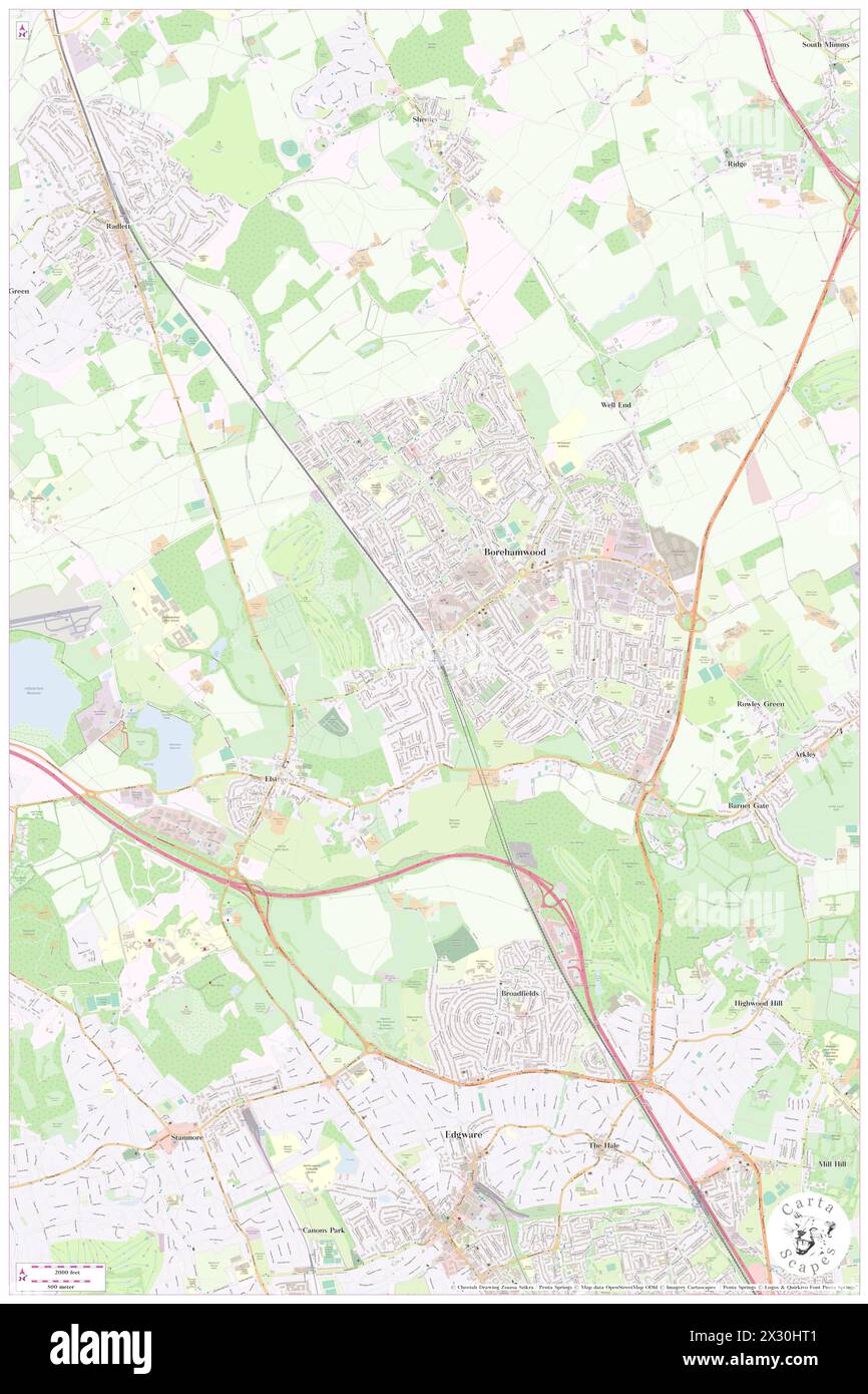 Bahnhof Elstree & Borehamwood, Hertfordshire, GB, Vereinigtes Königreich, England, n 51 39' 11'', S 0 16' 48'', Karte, Cartascapes Map, veröffentlicht 2024. Erkunden Sie Cartascapes, eine Karte, die die vielfältigen Landschaften, Kulturen und Ökosysteme der Erde enthüllt. Reisen Sie durch Zeit und Raum und entdecken Sie die Verflechtungen der Vergangenheit, Gegenwart und Zukunft unseres Planeten. Stockfoto