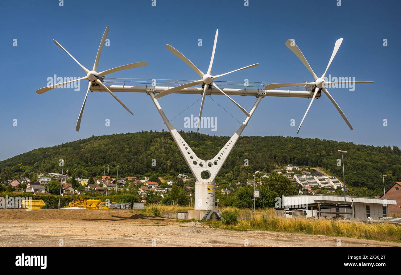 Feilich wurde das 'Windrad Hans' auf dem Werkhof der Elektrizitätswerke Schaffhausen (EKS) im Jahr 2014 eingeweiht. Die Investition betrug damals ei Stockfoto