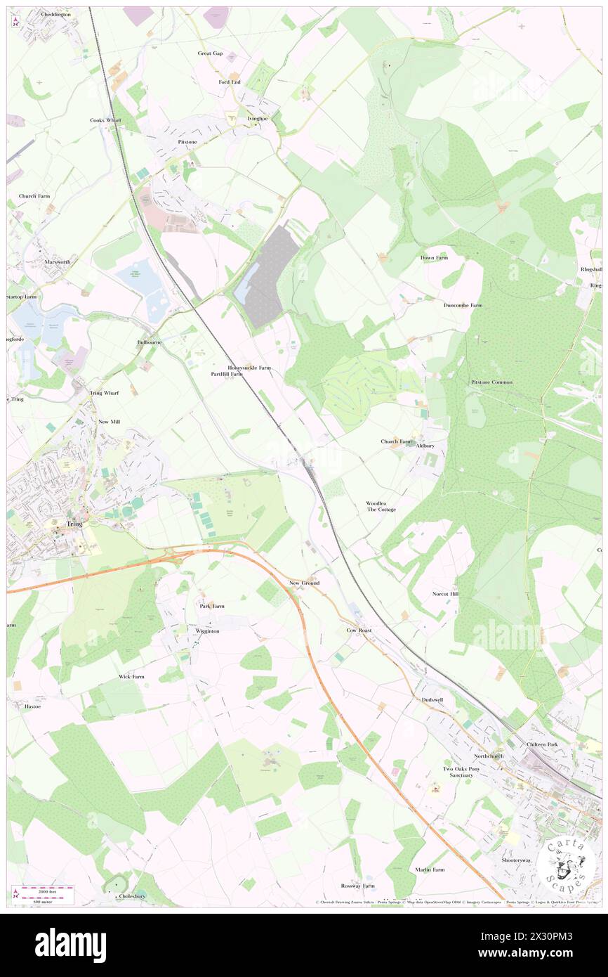 Bahnhof Tring, Hertfordshire, GB, Vereinigtes Königreich, England, n 51 48' 3'', S 0 37' 19'', Karte, Cartascapes Map, veröffentlicht 2024. Erkunden Sie Cartascapes, eine Karte, die die vielfältigen Landschaften, Kulturen und Ökosysteme der Erde enthüllt. Reisen Sie durch Zeit und Raum und entdecken Sie die Verflechtungen der Vergangenheit, Gegenwart und Zukunft unseres Planeten. Stockfoto