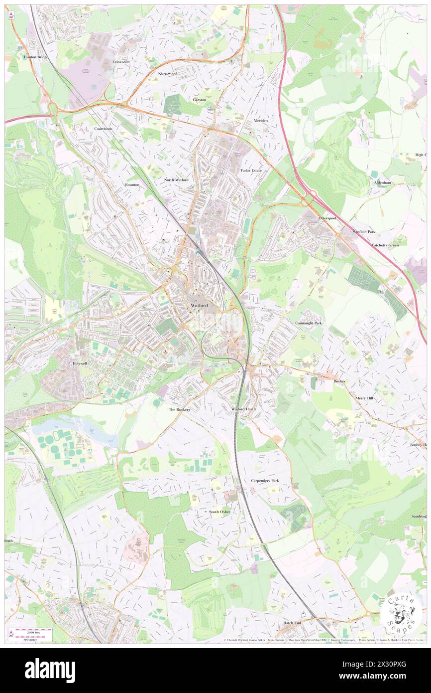 Watford High Street Railway Station, Hertfordshire, GB, Vereinigtes Königreich, England, n 51 39' 9'', S 0 23' 30'', Karte, Cartascapes Map, veröffentlicht 2024. Erkunden Sie Cartascapes, eine Karte, die die vielfältigen Landschaften, Kulturen und Ökosysteme der Erde enthüllt. Reisen Sie durch Zeit und Raum und entdecken Sie die Verflechtungen der Vergangenheit, Gegenwart und Zukunft unseres Planeten. Stockfoto