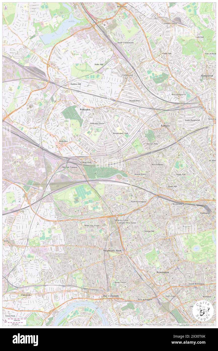 Kensal Green – U-Bahn-Station, Greater London, GB, Großbritannien, England, n 51 31' 50'', S 0 13' 28'', Karte, Cartascapes Map, veröffentlicht 2024. Erkunden Sie Cartascapes, eine Karte, die die vielfältigen Landschaften, Kulturen und Ökosysteme der Erde enthüllt. Reisen Sie durch Zeit und Raum und entdecken Sie die Verflechtungen der Vergangenheit, Gegenwart und Zukunft unseres Planeten. Stockfoto