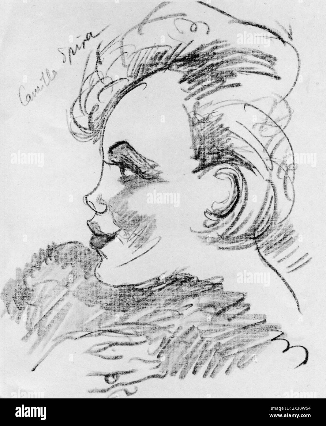 Spira, Camilla, 1.3.1906 - 25.8,1997, deutsche Schauspielerin, während einer Probe, Zeichnung von Emil Orlik, DARF das URHEBERRECHT DES KÜNSTLERS NICHT GELÖSCHT WERDEN Stockfoto