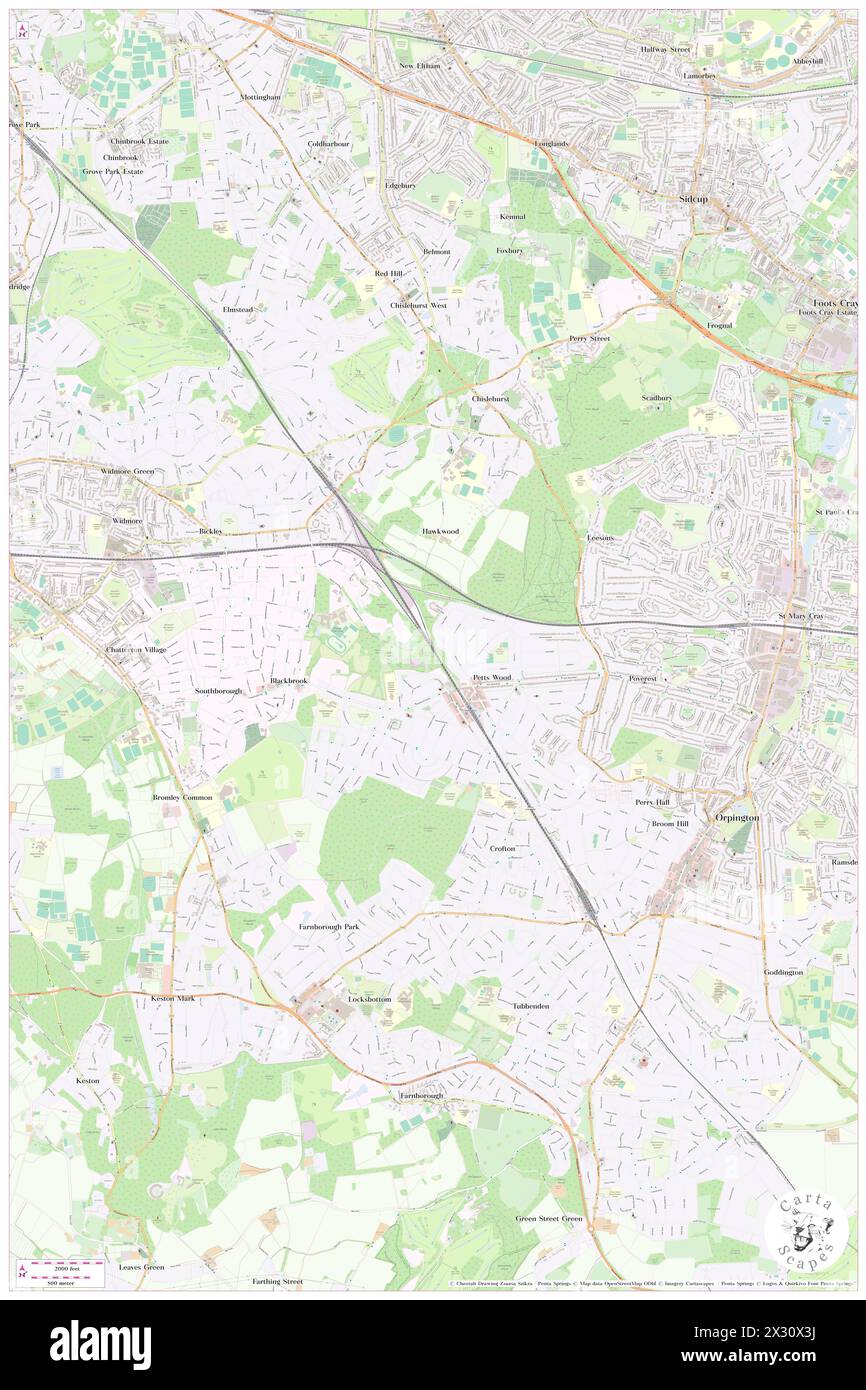 Petts Wood Junction, Greater London, GB, Vereinigtes Königreich, England, n 51 23' 34'', N 0 4' 12'', Karte, Cartascapes Map, veröffentlicht 2024. Erkunden Sie Cartascapes, eine Karte, die die vielfältigen Landschaften, Kulturen und Ökosysteme der Erde enthüllt. Reisen Sie durch Zeit und Raum und entdecken Sie die Verflechtungen der Vergangenheit, Gegenwart und Zukunft unseres Planeten. Stockfoto