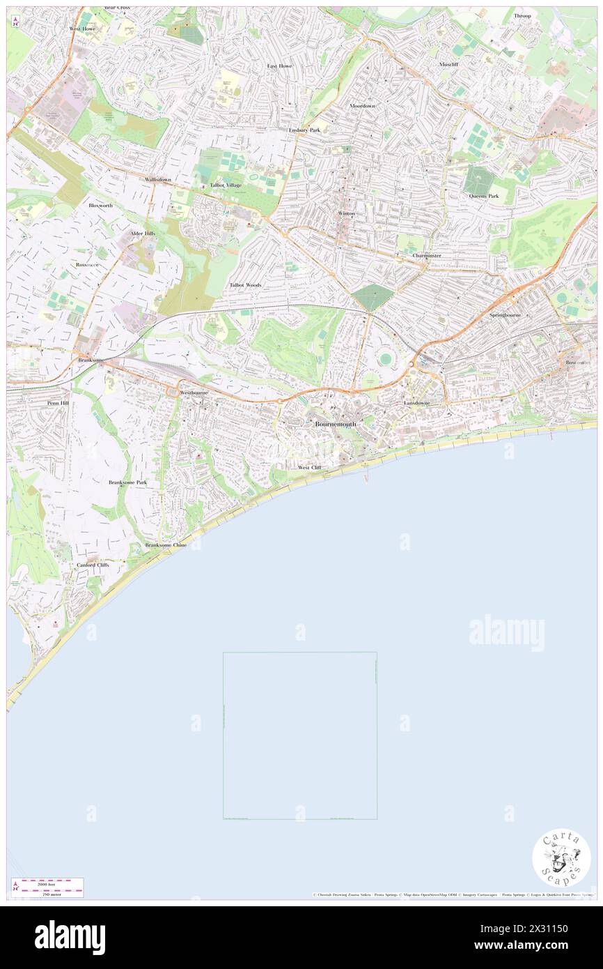 wessex, Bournemouth, Christchurch and Poole Council, GB, Vereinigtes Königreich, England, N 50 43' 1'', S 1 53' 8'', Karte, Cartascapes Map, veröffentlicht 2024. Erkunden Sie Cartascapes, eine Karte, die die vielfältigen Landschaften, Kulturen und Ökosysteme der Erde enthüllt. Reisen Sie durch Zeit und Raum und entdecken Sie die Verflechtungen der Vergangenheit, Gegenwart und Zukunft unseres Planeten. Stockfoto