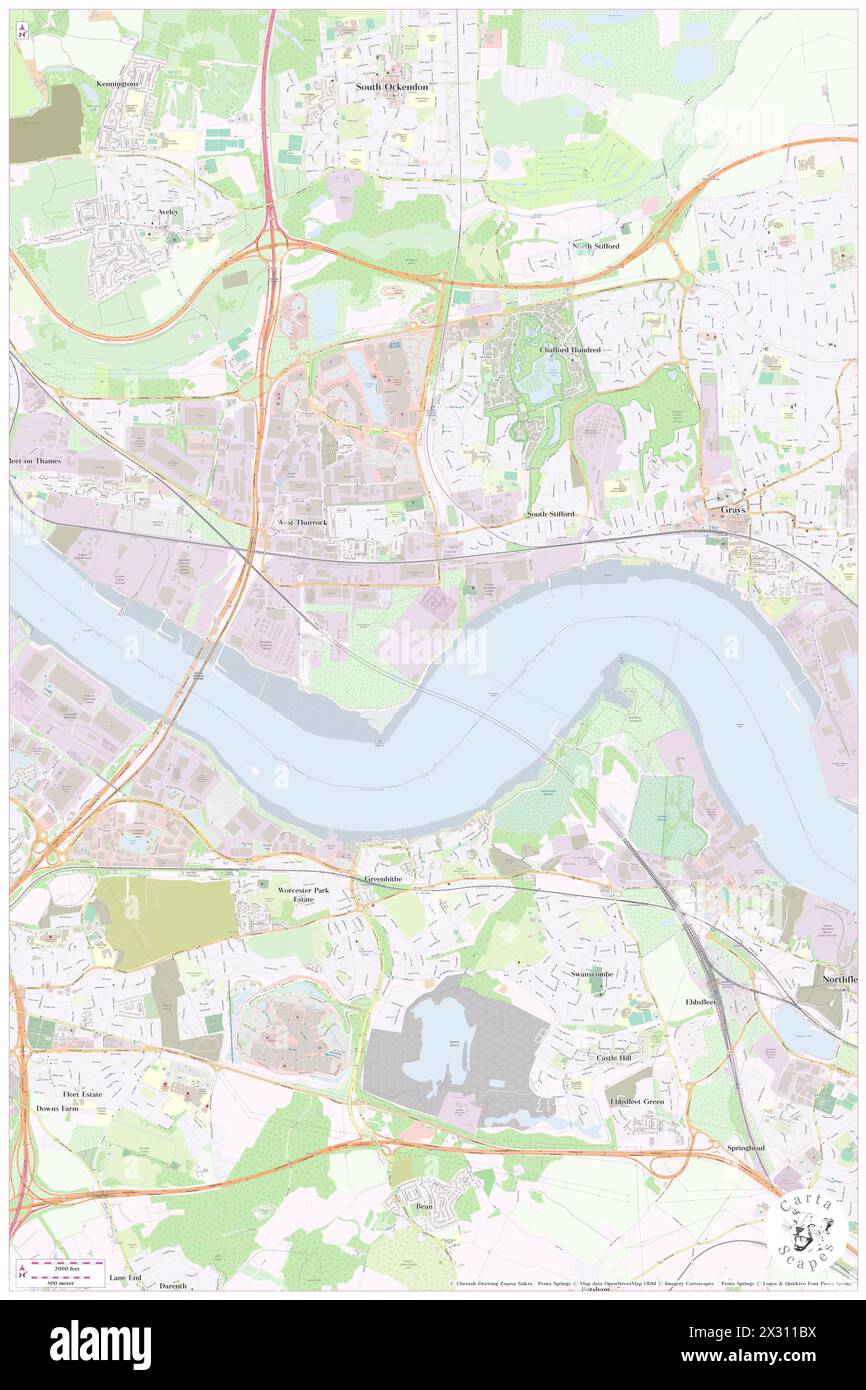 380kV Thames Crossing, Tower North, Borough of Thurrock, GB, Vereinigtes Königreich, England, N 51 28' 3''', N 0 17' 15''', Karte, Cartascapes Map, veröffentlicht 2024. Erkunden Sie Cartascapes, eine Karte, die die vielfältigen Landschaften, Kulturen und Ökosysteme der Erde enthüllt. Reisen Sie durch Zeit und Raum und entdecken Sie die Verflechtungen der Vergangenheit, Gegenwart und Zukunft unseres Planeten. Stockfoto