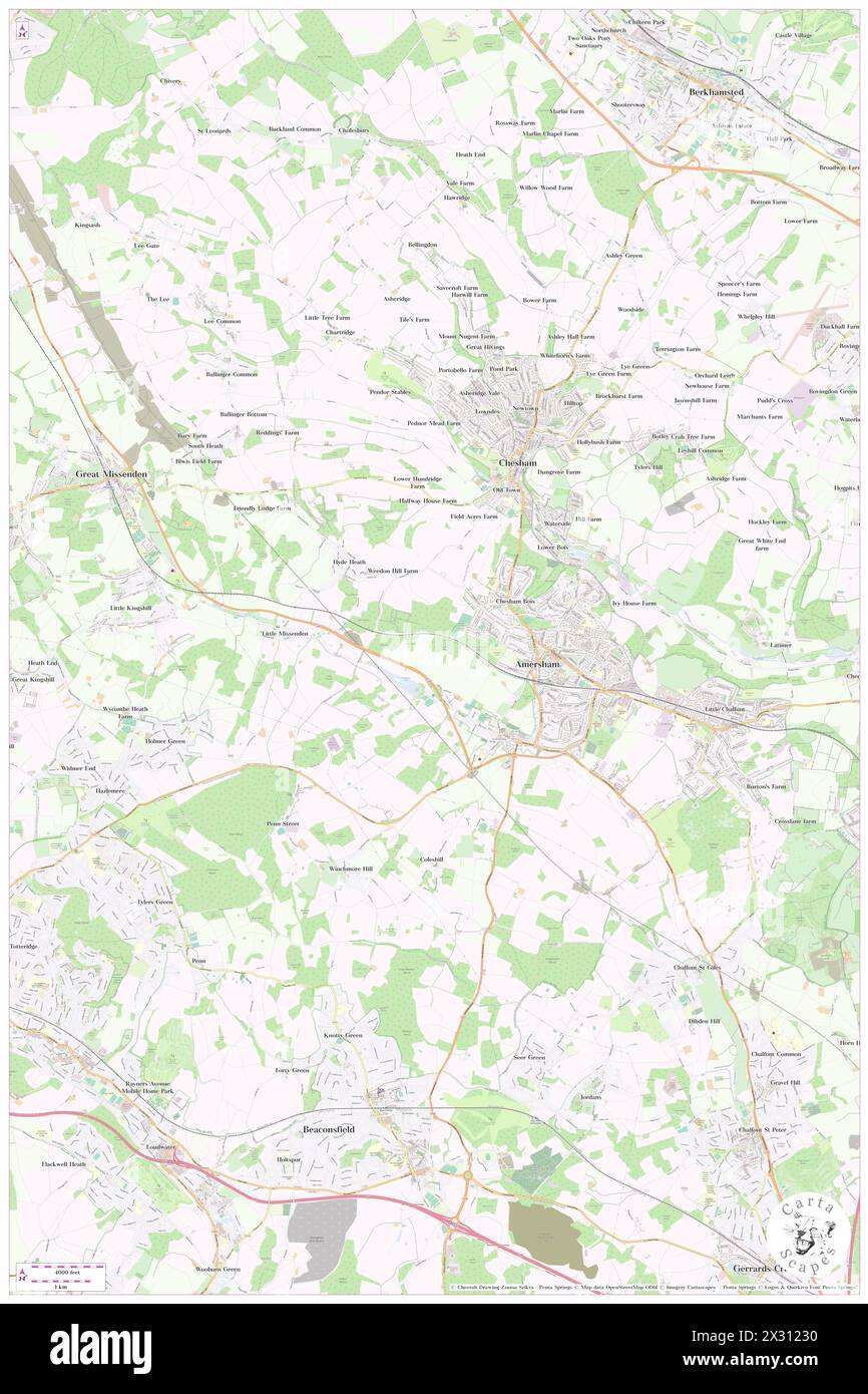 Chiltern District, Buckinghamshire, GB, Vereinigtes Königreich, England, n 51 40' 42'', S 0 37' 55'', Karte, Cartascapes Map, veröffentlicht 2024. Erkunden Sie Cartascapes, eine Karte, die die vielfältigen Landschaften, Kulturen und Ökosysteme der Erde enthüllt. Reisen Sie durch Zeit und Raum und entdecken Sie die Verflechtungen der Vergangenheit, Gegenwart und Zukunft unseres Planeten. Stockfoto