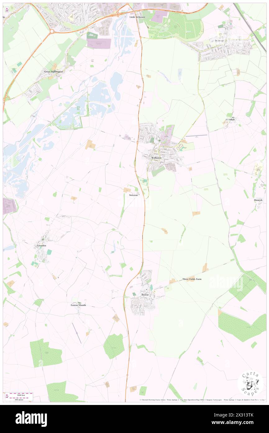 Strixton, Northamptonshire, GB, Vereinigtes Königreich, England, n 52 14' 38''', S 0 40' 45'', Karte, Cartascapes Map, veröffentlicht 2024. Erkunden Sie Cartascapes, eine Karte, die die vielfältigen Landschaften, Kulturen und Ökosysteme der Erde enthüllt. Reisen Sie durch Zeit und Raum und entdecken Sie die Verflechtungen der Vergangenheit, Gegenwart und Zukunft unseres Planeten. Stockfoto