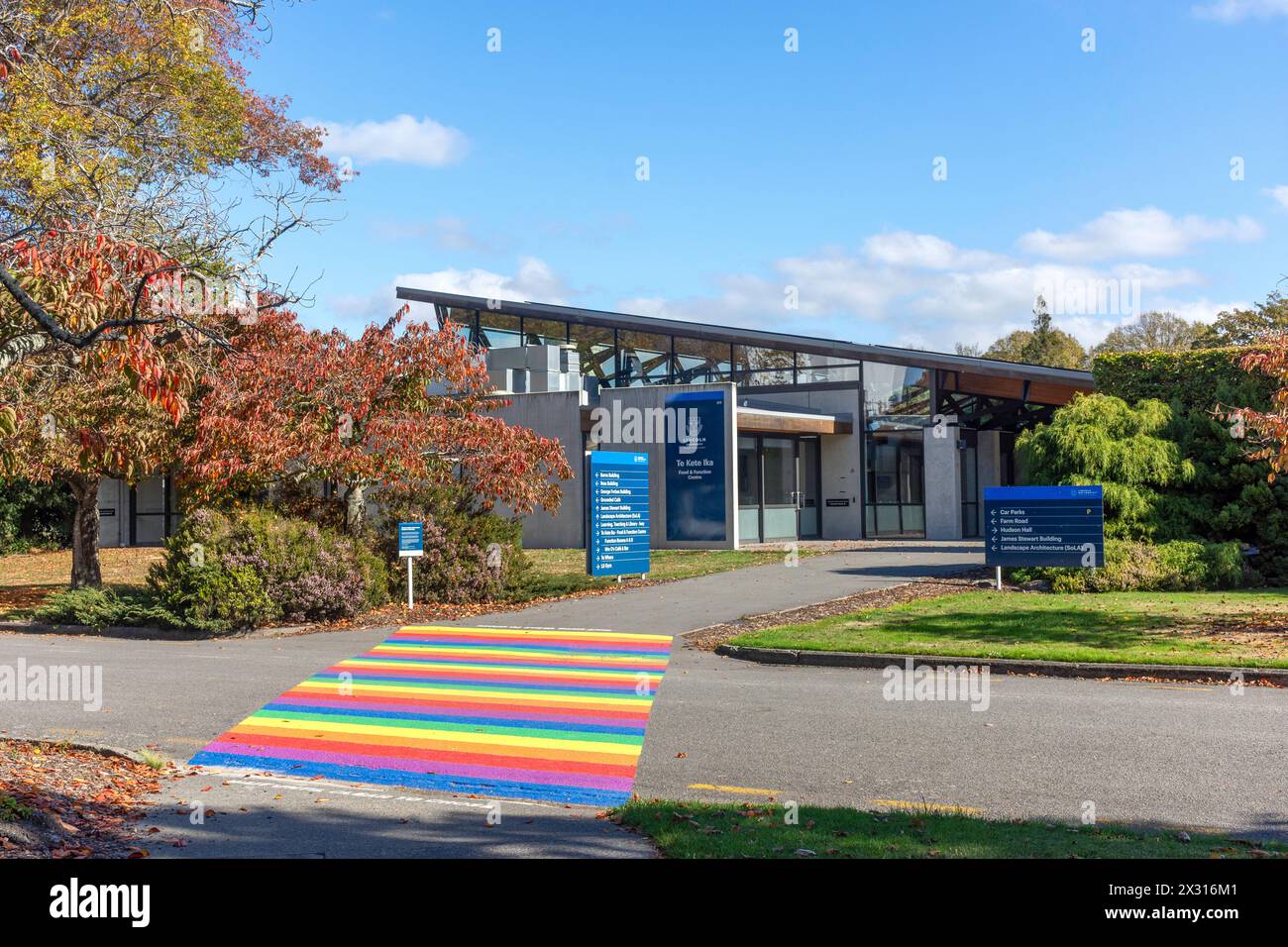 Te Kete Ika Food & Function Centre, Lincoln University, Lincoln, Selwyn District, Canterbury, Neuseeland Stockfoto