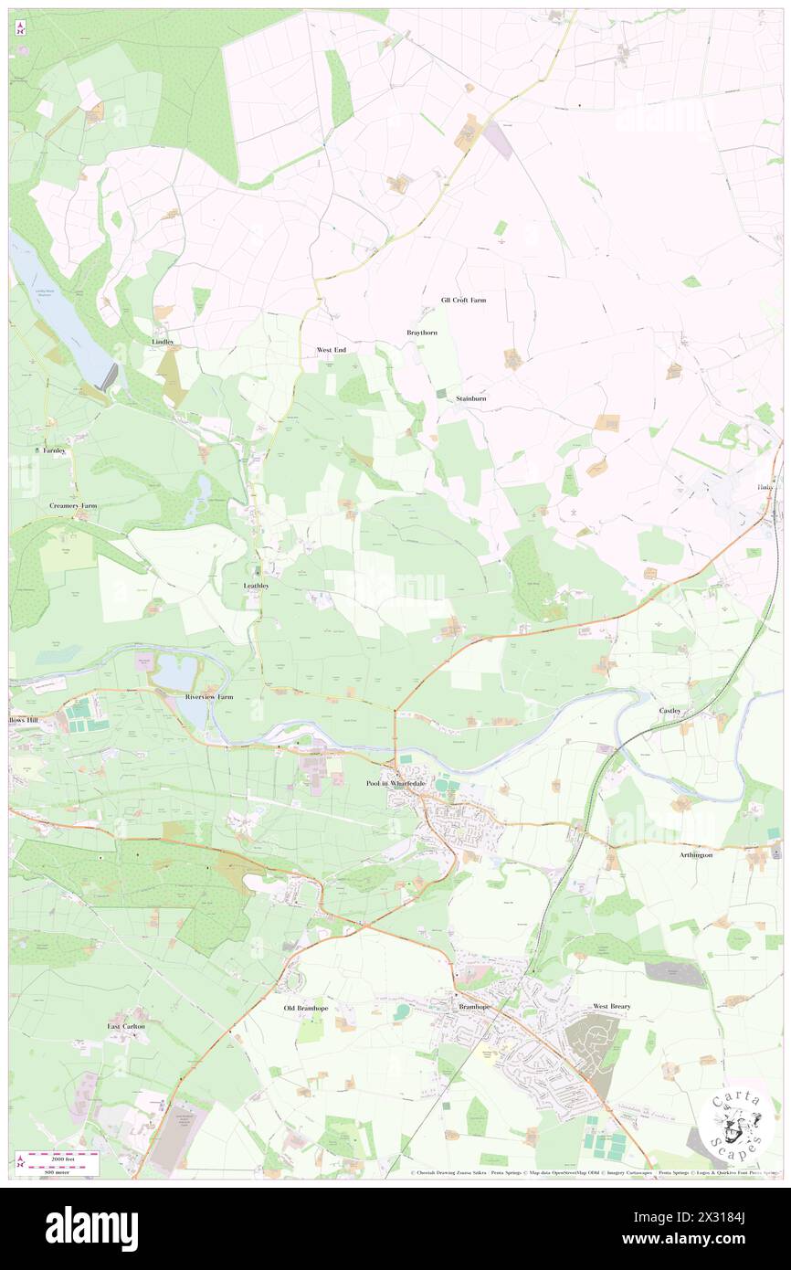 Leathley, North Yorkshire, GB, Vereinigtes Königreich, England, n 53 55' 1'', S 1 37' 49'', Karte, Cartascapes Map, veröffentlicht 2024. Erkunden Sie Cartascapes, eine Karte, die die vielfältigen Landschaften, Kulturen und Ökosysteme der Erde enthüllt. Reisen Sie durch Zeit und Raum und entdecken Sie die Verflechtungen der Vergangenheit, Gegenwart und Zukunft unseres Planeten. Stockfoto