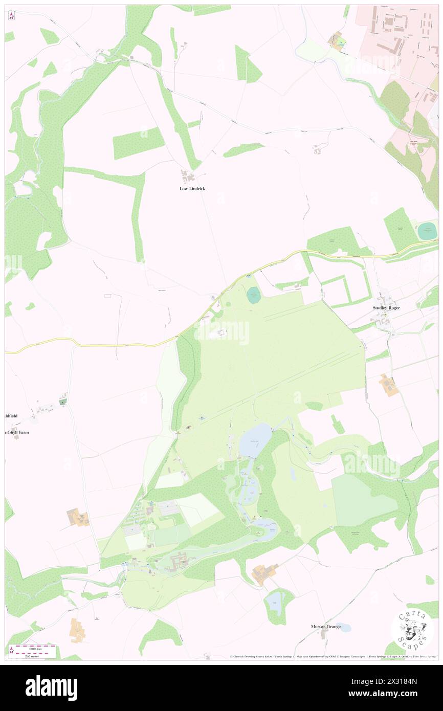 Lindrick mit Studley Royal and Fountains, North Yorkshire, GB, Vereinigtes Königreich, England, n 54 7' 30'', S 1 34' 34'', Karte, Cartascapes Map, veröffentlicht 2024. Erkunden Sie Cartascapes, eine Karte, die die vielfältigen Landschaften, Kulturen und Ökosysteme der Erde enthüllt. Reisen Sie durch Zeit und Raum und entdecken Sie die Verflechtungen der Vergangenheit, Gegenwart und Zukunft unseres Planeten. Stockfoto