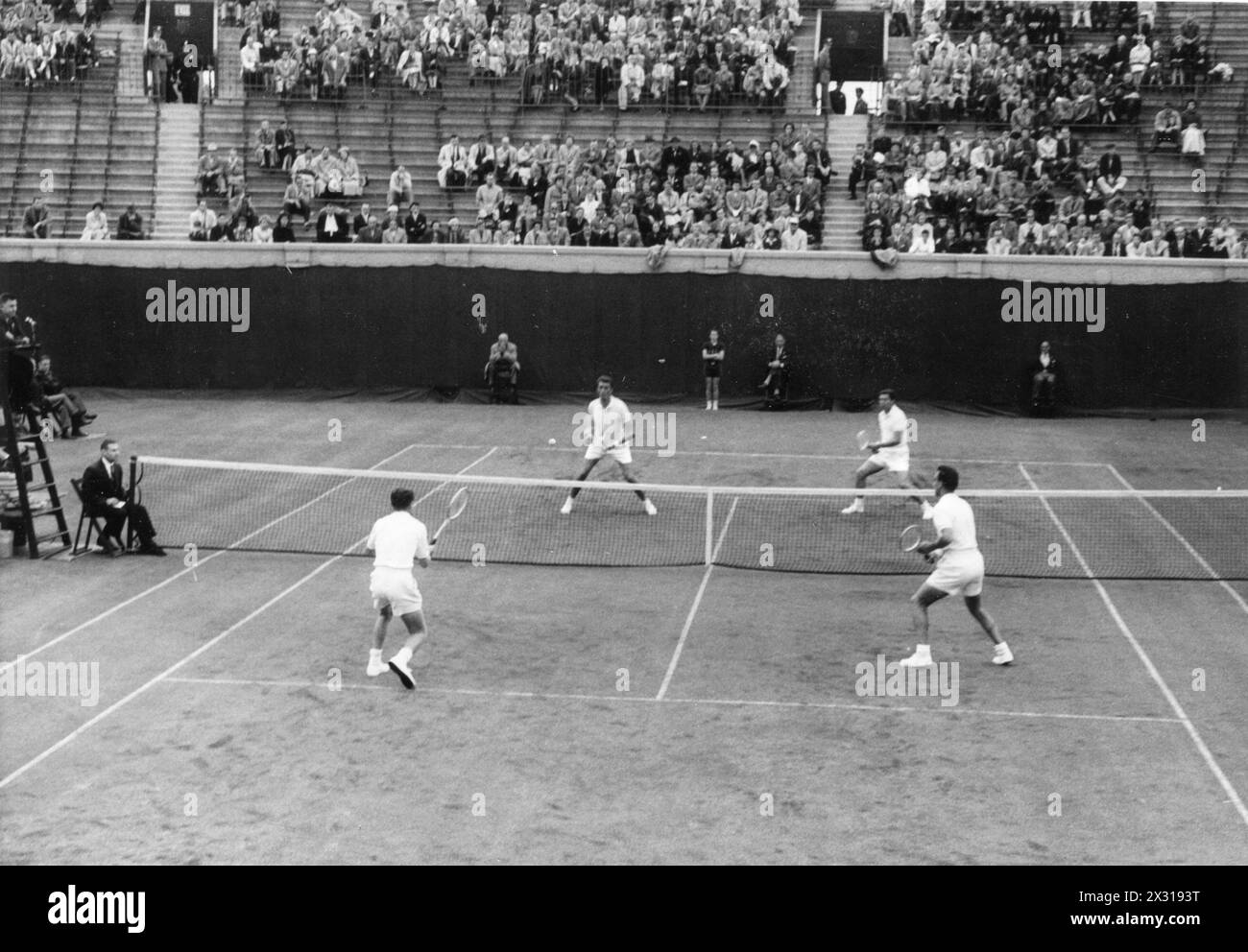 Seixas, Elijah Victor 'Vic'Junior, * 30.8,1923, amerikanischer Tennisspieler, mit Ham Richardson, ADDITIONAL-RIGHTS-CLEARANCE-INFO-NOT-AVAILABLE Stockfoto