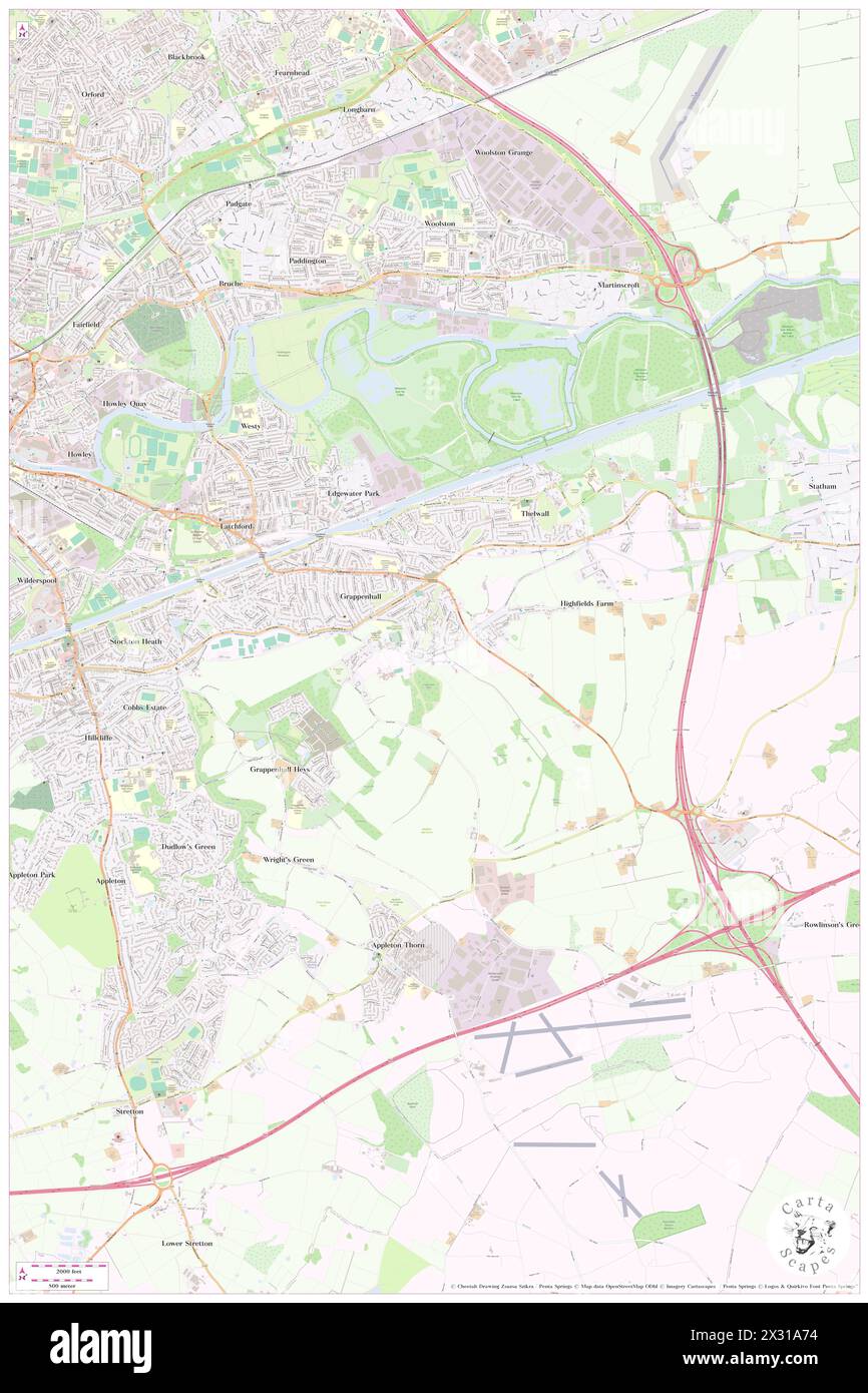 Grappenhall and Thelwall, Warrington, GB, Vereinigtes Königreich, England, n 53 22' 18'', S 2 32' 20'', Karte, Cartascapes Map, veröffentlicht 2024. Erkunden Sie Cartascapes, eine Karte, die die vielfältigen Landschaften, Kulturen und Ökosysteme der Erde enthüllt. Reisen Sie durch Zeit und Raum und entdecken Sie die Verflechtungen der Vergangenheit, Gegenwart und Zukunft unseres Planeten. Stockfoto