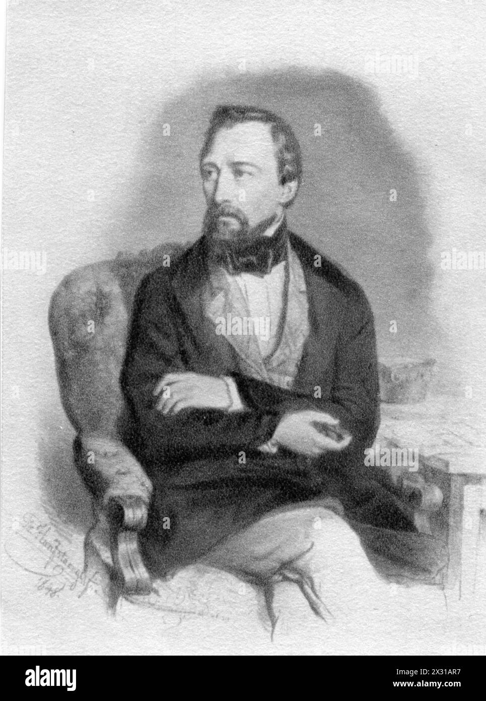 Semper, Gottfried, 29.11.1803–15.5.1879 deutscher Architekt nach Lithographie von Franz Hanfstaengl, ADDITIONAL-RIGHTS-CLEARANCE-INFO-NOT-AVAILABLE Stockfoto