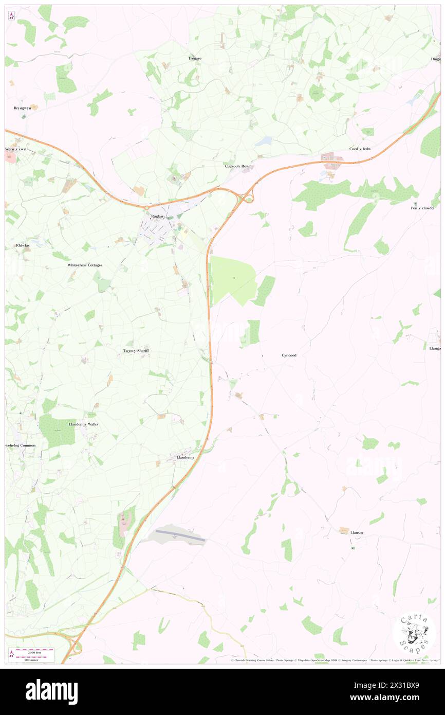 Raglan, Monmouthshire, GB, Vereinigtes Königreich, Wales, n 51 44' 53'', S 2 50' 19'', Karte, Cartascapes Map, veröffentlicht 2024. Erkunden Sie Cartascapes, eine Karte, die die vielfältigen Landschaften, Kulturen und Ökosysteme der Erde enthüllt. Reisen Sie durch Zeit und Raum und entdecken Sie die Verflechtungen der Vergangenheit, Gegenwart und Zukunft unseres Planeten. Stockfoto