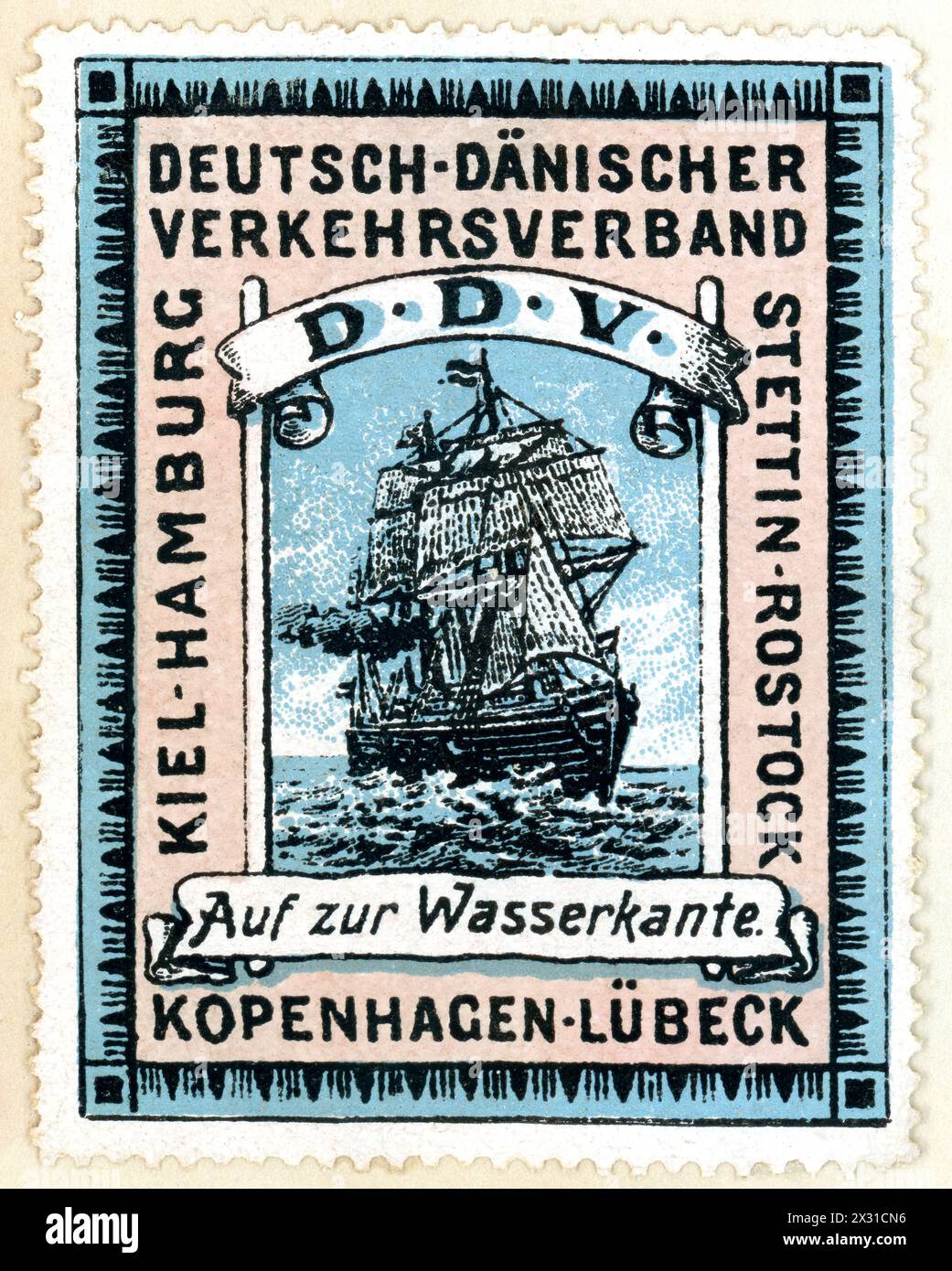 Werbung, zweiter Schleswiger Verkehrsverband, DDV, Segelschiff, ADDITIONAL-RIGHTS-CLEARANCE-INFO-NOT-AVAILABLE Stockfoto