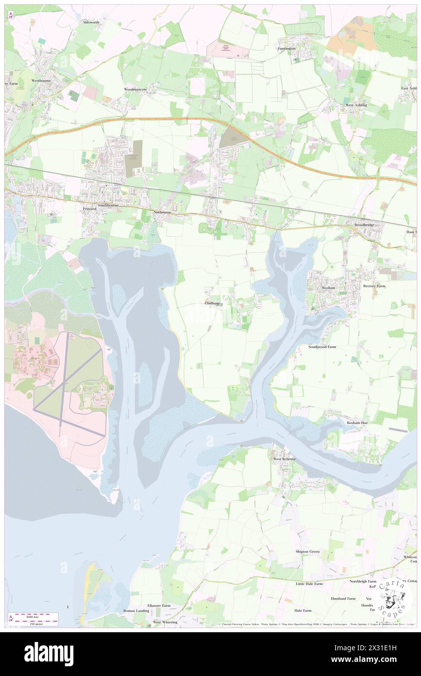 Chidham and Hambrook, West Sussex, GB, Vereinigtes Königreich, England, n 50 49' 40''', S 0 53' 3'', Karte, Cartascapes Map, veröffentlicht 2024. Erkunden Sie Cartascapes, eine Karte, die die vielfältigen Landschaften, Kulturen und Ökosysteme der Erde enthüllt. Reisen Sie durch Zeit und Raum und entdecken Sie die Verflechtungen der Vergangenheit, Gegenwart und Zukunft unseres Planeten. Stockfoto