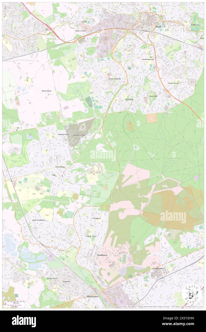 Crowthorne, Bracknell Forest, GB, Vereinigtes Königreich, England, n 51 22' 30''', S 0 46' 24'', Karte, Karte, Kartenausgabe 2024. Erkunden Sie Cartascapes, eine Karte, die die vielfältigen Landschaften, Kulturen und Ökosysteme der Erde enthüllt. Reisen Sie durch Zeit und Raum und entdecken Sie die Verflechtungen der Vergangenheit, Gegenwart und Zukunft unseres Planeten. Stockfoto