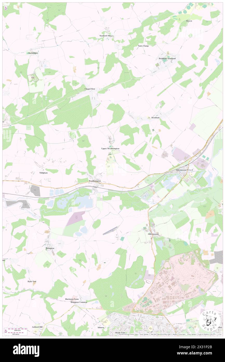 Woolhampton, West Berkshire, GB, Vereinigtes Königreich, England, n 51 24' 3'', S 1 10' 13'', Karte, Cartascapes Map, veröffentlicht 2024. Erkunden Sie Cartascapes, eine Karte, die die vielfältigen Landschaften, Kulturen und Ökosysteme der Erde enthüllt. Reisen Sie durch Zeit und Raum und entdecken Sie die Verflechtungen der Vergangenheit, Gegenwart und Zukunft unseres Planeten. Stockfoto