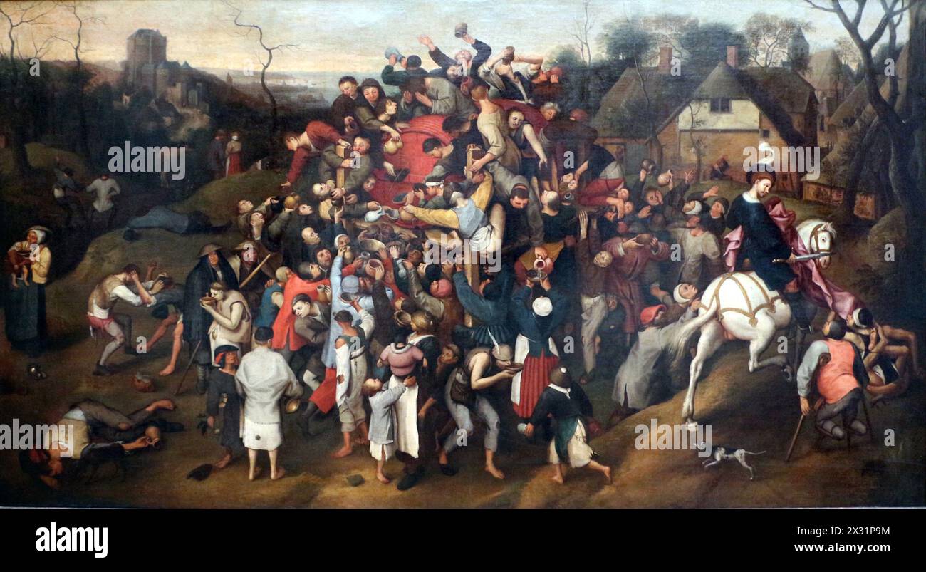 Kopie nach Pieter Bruegel dem Älteren - der Wein des St. Martin-Tages Stockfoto
