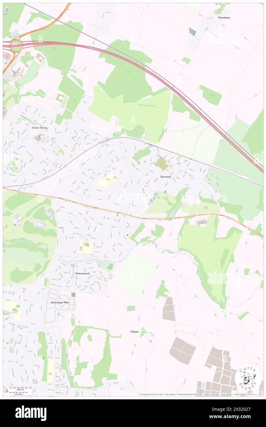 Bearsted, Kent, GB, Vereinigtes Königreich, England, n 51 16' 9'', N 0 34' 27'', Karte, Cartascapes Map, veröffentlicht 2024. Erkunden Sie Cartascapes, eine Karte, die die vielfältigen Landschaften, Kulturen und Ökosysteme der Erde enthüllt. Reisen Sie durch Zeit und Raum und entdecken Sie die Verflechtungen der Vergangenheit, Gegenwart und Zukunft unseres Planeten. Stockfoto