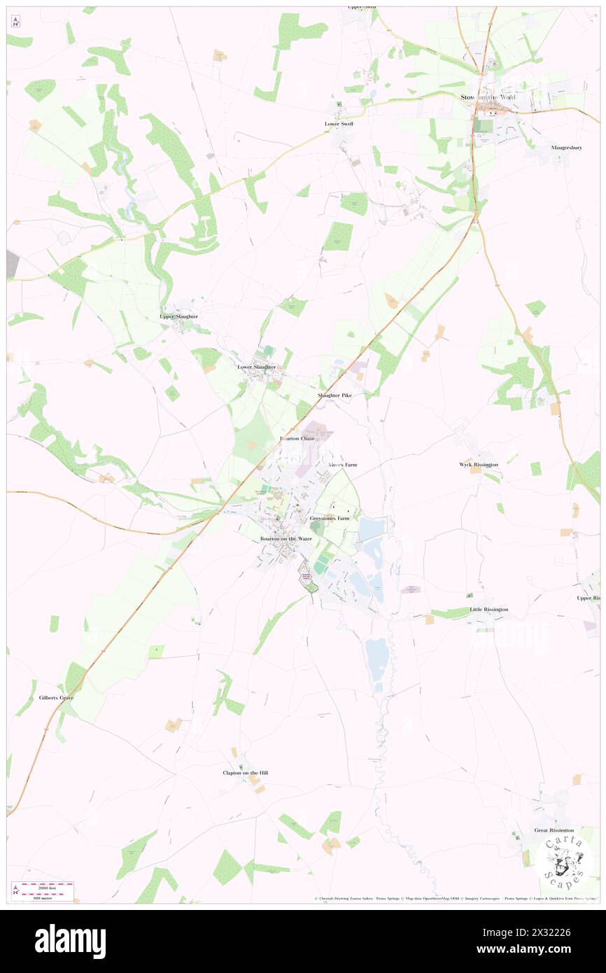 Bourton-on-the-Water, Gloucestershire, GB, Vereinigtes Königreich, England, n 51 53' 34'', S 1 45' 15'', Karte, Cartascapes Map, veröffentlicht 2024. Erkunden Sie Cartascapes, eine Karte, die die vielfältigen Landschaften, Kulturen und Ökosysteme der Erde enthüllt. Reisen Sie durch Zeit und Raum und entdecken Sie die Verflechtungen der Vergangenheit, Gegenwart und Zukunft unseres Planeten. Stockfoto