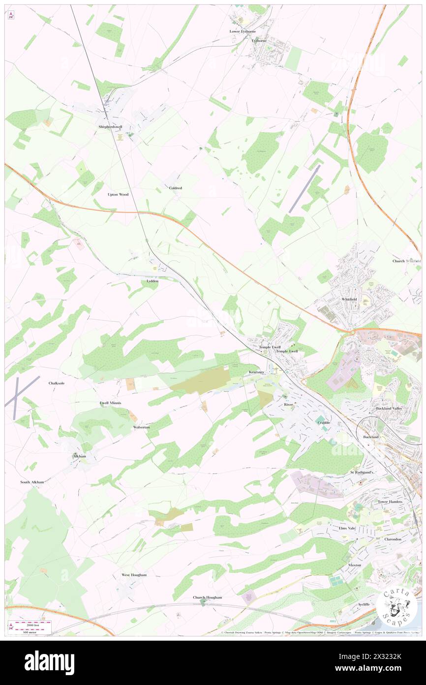 Temple Ewell, Kent, GB, Vereinigtes Königreich, England, n 51 9' 22'', N 1 15' 21'', Karte, Cartascapes Map, veröffentlicht 2024. Erkunden Sie Cartascapes, eine Karte, die die vielfältigen Landschaften, Kulturen und Ökosysteme der Erde enthüllt. Reisen Sie durch Zeit und Raum und entdecken Sie die Verflechtungen der Vergangenheit, Gegenwart und Zukunft unseres Planeten. Stockfoto