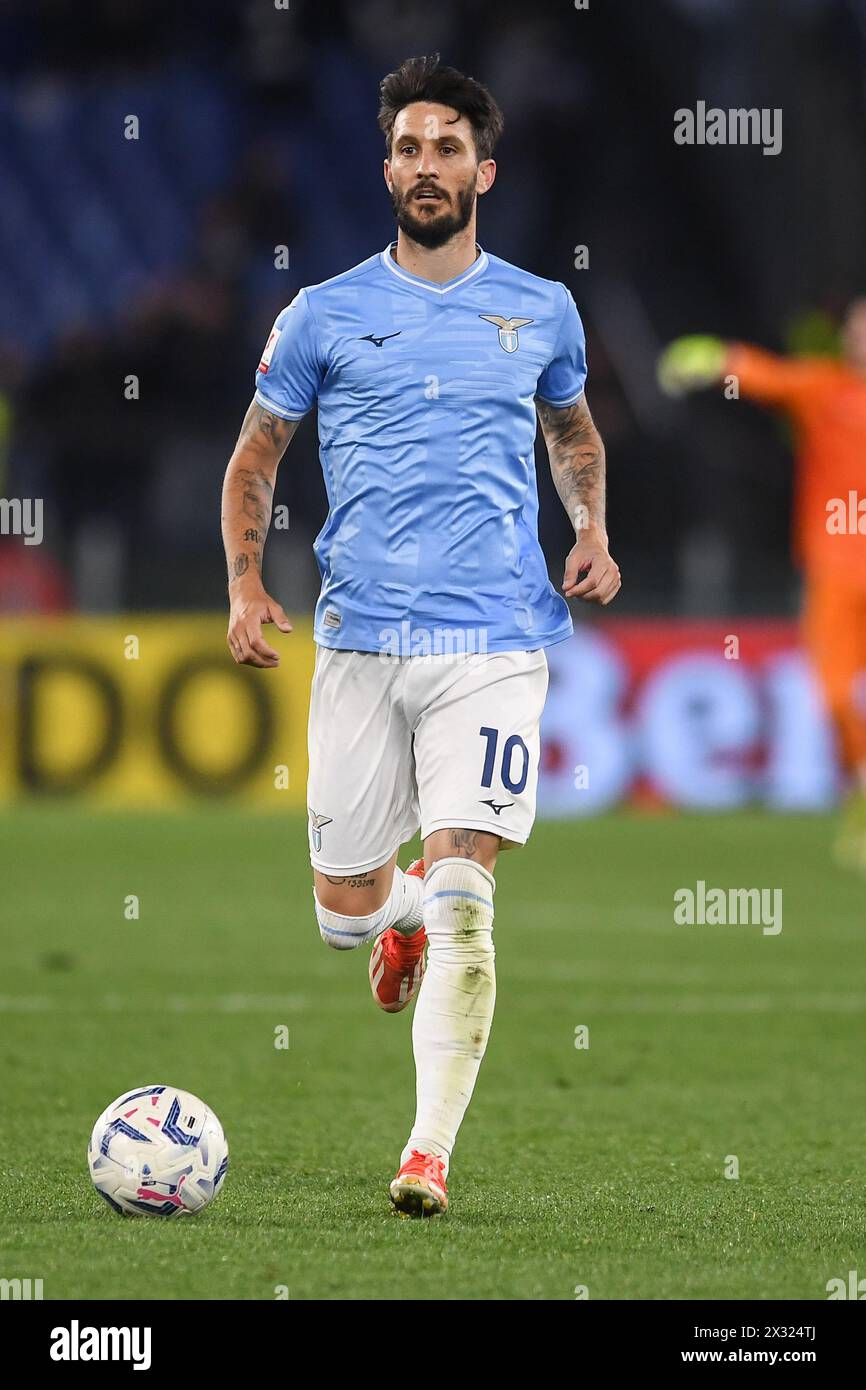 Luis Alberto von der SS Lazio während des Halbfinalspiels zwischen der SS Lazio und Juventus FC im Olimpico-Stadion in Rom (Italien) am 23. April 2024. Stockfoto