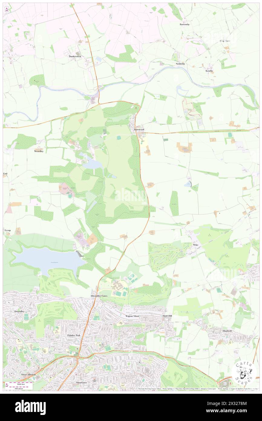 Harewood, City and Borough of Leeds, GB, Vereinigtes Königreich, England, N 53 53' 7'', S 1 30' 48'', Karte, Cartascapes Map, veröffentlicht 2024. Erkunden Sie Cartascapes, eine Karte, die die vielfältigen Landschaften, Kulturen und Ökosysteme der Erde enthüllt. Reisen Sie durch Zeit und Raum und entdecken Sie die Verflechtungen der Vergangenheit, Gegenwart und Zukunft unseres Planeten. Stockfoto