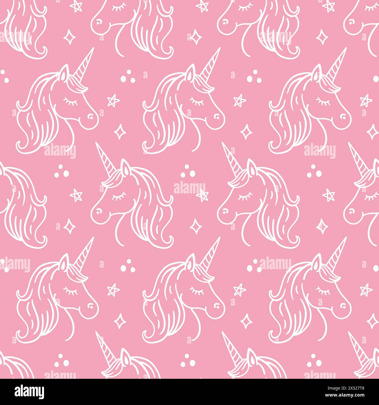 Niedliches Einhorn Hand Gezeichnetes Doodle Nahtloses Muster Stock Vektor