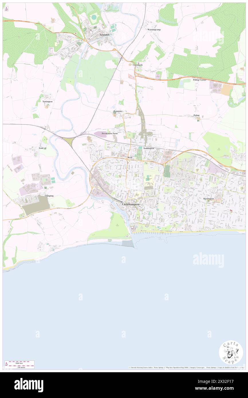 Littlehampton, West Sussex, GB, Vereinigtes Königreich, England, n 50 48' 51'', S 0 32' 42'', Karte, Cartascapes Map, veröffentlicht 2024. Erkunden Sie Cartascapes, eine Karte, die die vielfältigen Landschaften, Kulturen und Ökosysteme der Erde enthüllt. Reisen Sie durch Zeit und Raum und entdecken Sie die Verflechtungen der Vergangenheit, Gegenwart und Zukunft unseres Planeten. Stockfoto