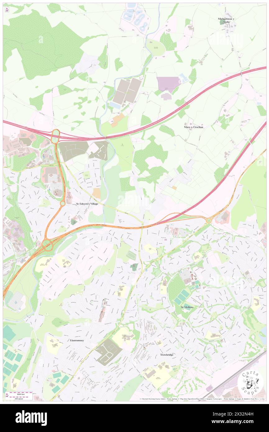 Alte St. Mellons, Cardiff, GB, Vereinigtes Königreich, Wales, n 51 32' 1'', S 3 6' 48'', Karte, Cartascapes Map, veröffentlicht 2024. Erkunden Sie Cartascapes, eine Karte, die die vielfältigen Landschaften, Kulturen und Ökosysteme der Erde enthüllt. Reisen Sie durch Zeit und Raum und entdecken Sie die Verflechtungen der Vergangenheit, Gegenwart und Zukunft unseres Planeten. Stockfoto