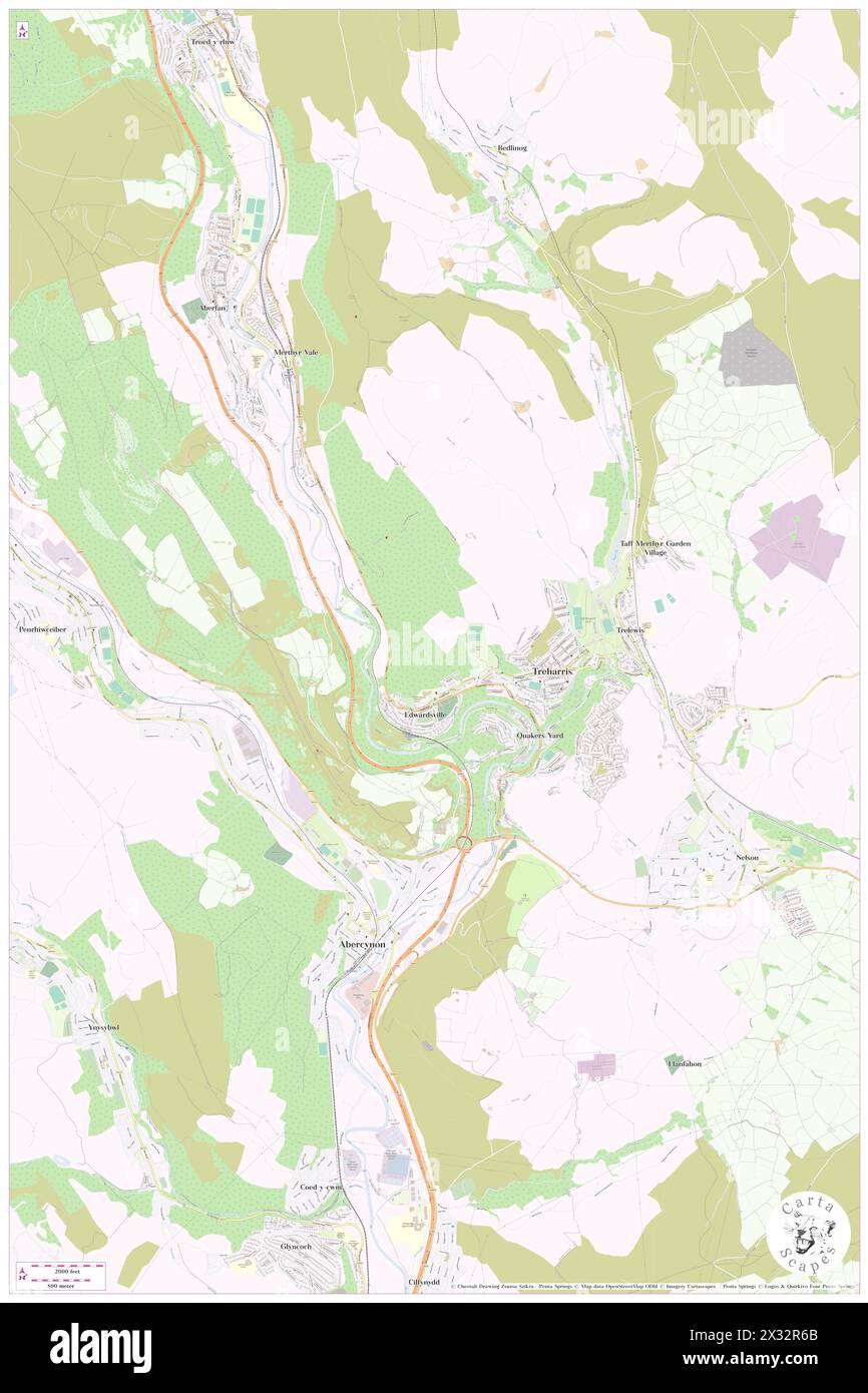 Treharris, Merthyr Tydfil County Borough, GB, Vereinigtes Königreich, Wales, N 51 39' 59'', S 3 19' 11'', Karte, Cartascapes Map, veröffentlicht 2024. Erkunden Sie Cartascapes, eine Karte, die die vielfältigen Landschaften, Kulturen und Ökosysteme der Erde enthüllt. Reisen Sie durch Zeit und Raum und entdecken Sie die Verflechtungen der Vergangenheit, Gegenwart und Zukunft unseres Planeten. Stockfoto