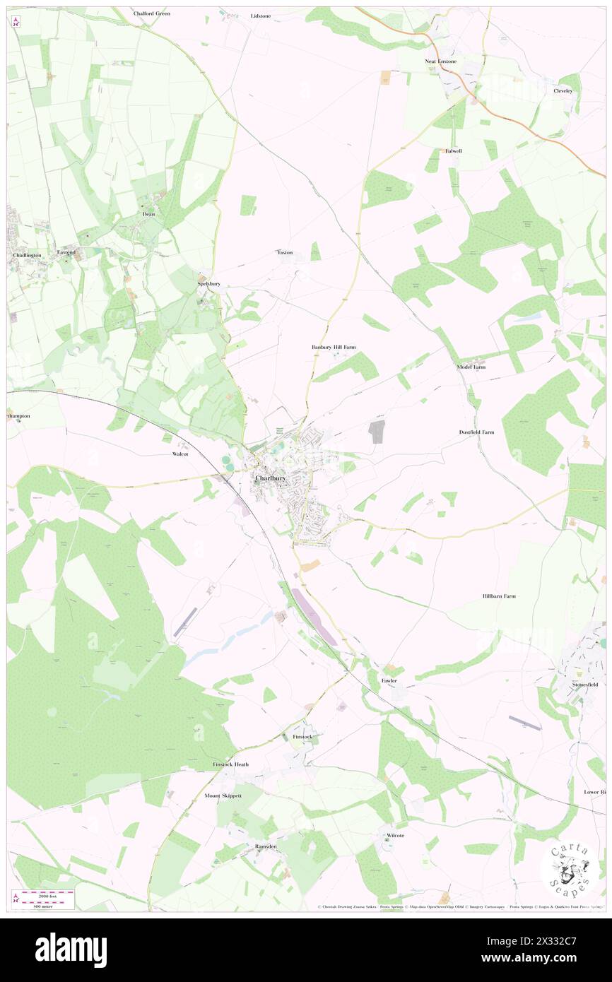 Charlbury, Oxfordshire, GB, Vereinigtes Königreich, England, n 51 52' 28'', S 1 28' 35'', Karte, Cartascapes Map, veröffentlicht 2024. Erkunden Sie Cartascapes, eine Karte, die die vielfältigen Landschaften, Kulturen und Ökosysteme der Erde enthüllt. Reisen Sie durch Zeit und Raum und entdecken Sie die Verflechtungen der Vergangenheit, Gegenwart und Zukunft unseres Planeten. Stockfoto