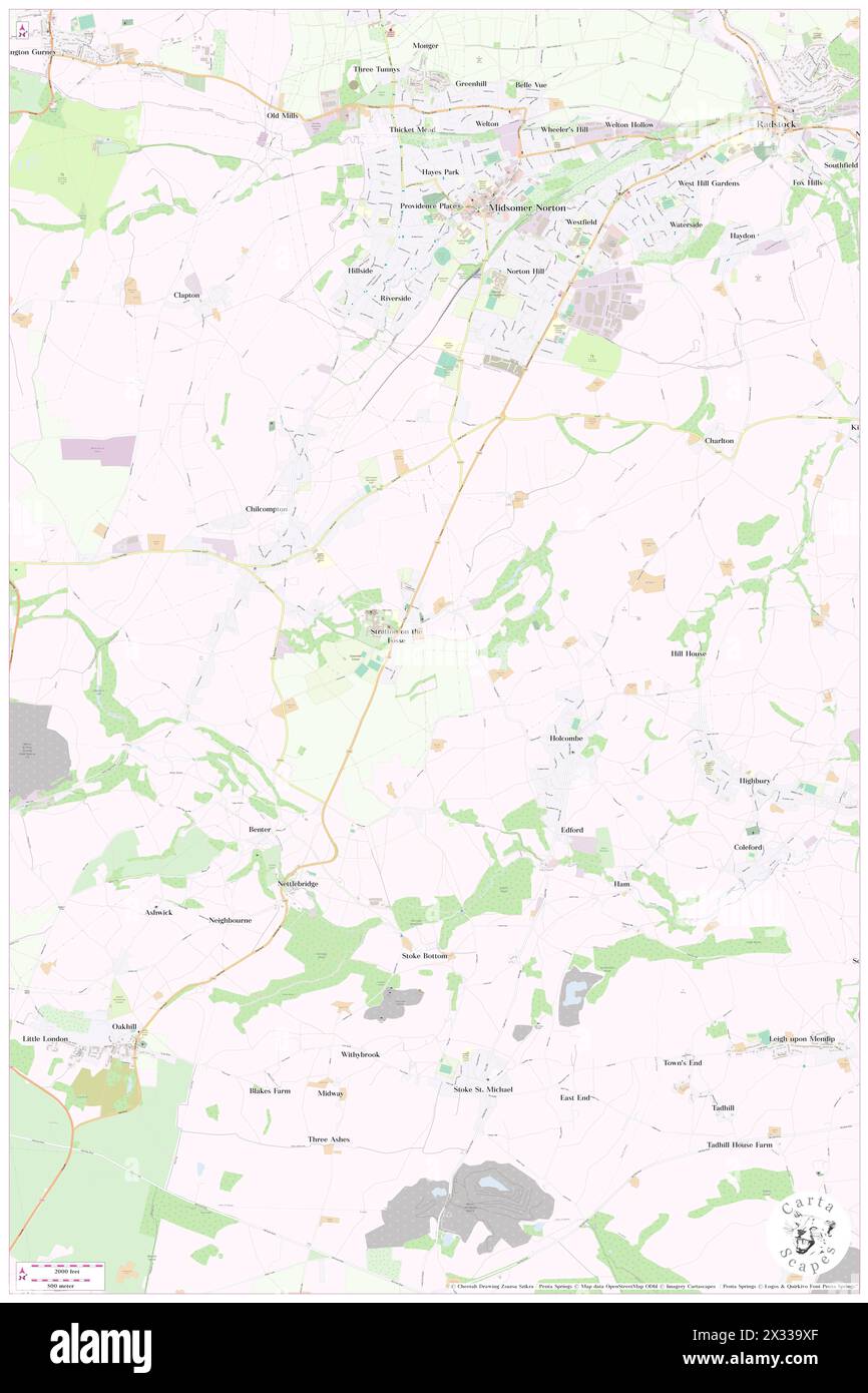 Stratton on the Fosse, Somerset, GB, Vereinigtes Königreich, England, n 51 15' 10'', S 2 29' 17'', Karte, Cartascapes Map, veröffentlicht 2024. Erkunden Sie Cartascapes, eine Karte, die die vielfältigen Landschaften, Kulturen und Ökosysteme der Erde enthüllt. Reisen Sie durch Zeit und Raum und entdecken Sie die Verflechtungen der Vergangenheit, Gegenwart und Zukunft unseres Planeten. Stockfoto