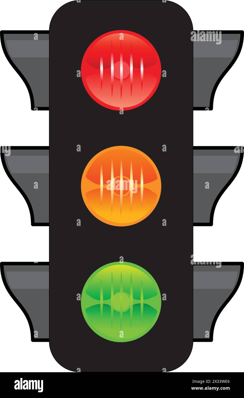 Einfache Ampel rot orange gelb gelb grün Vektor isoliert auf transparentem Hintergrund Stock Vektor