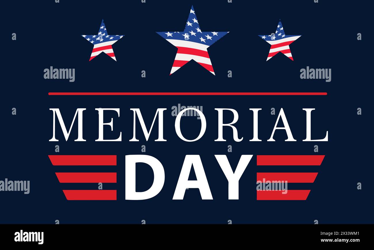 Memorial Day Hintergrund Illustration mit Text Memorial Day und United States Flag Star Stock Vektor