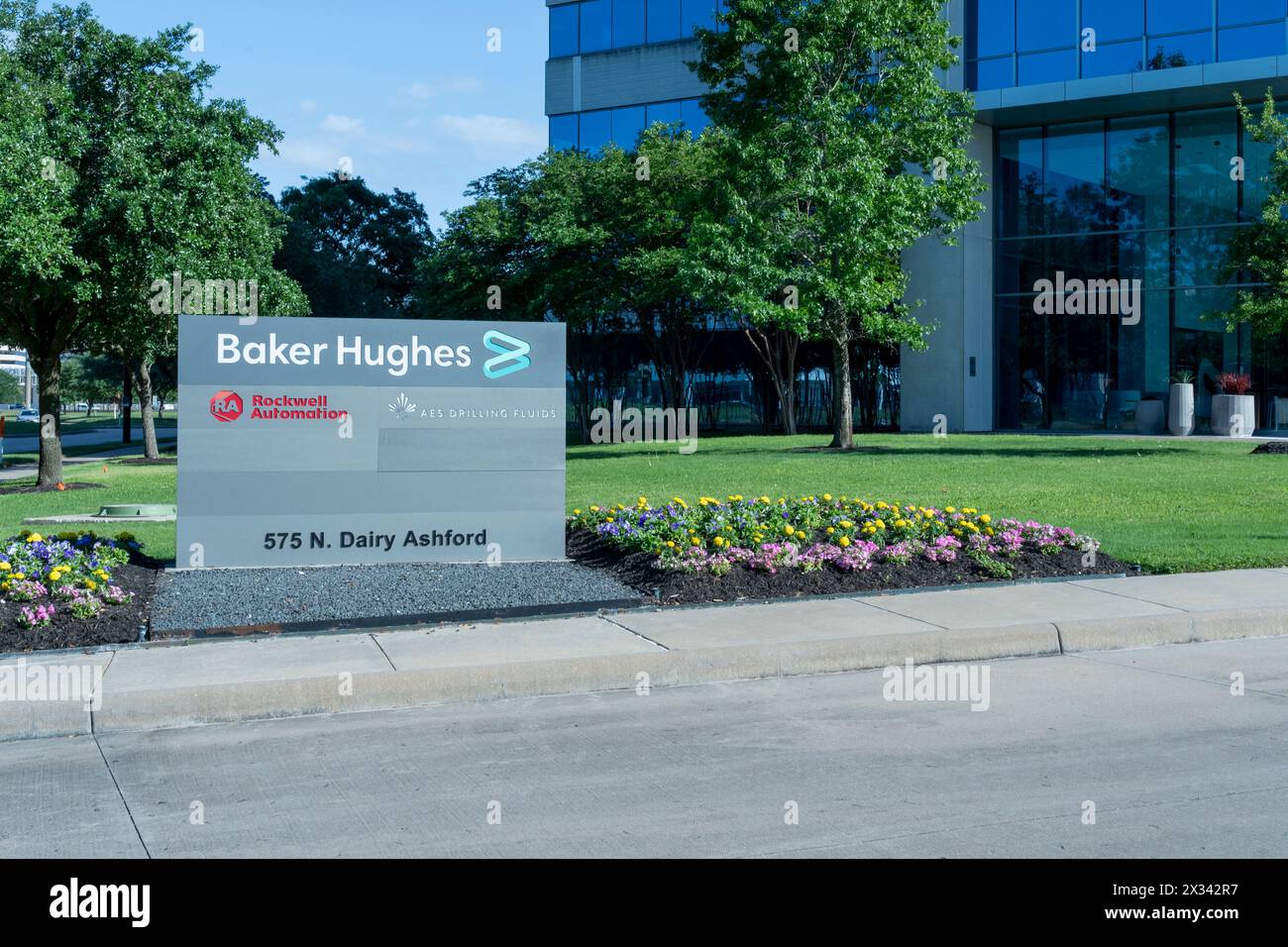 Hauptsitz von Baker Hughes in Houston, Texas, USA. Stockfoto