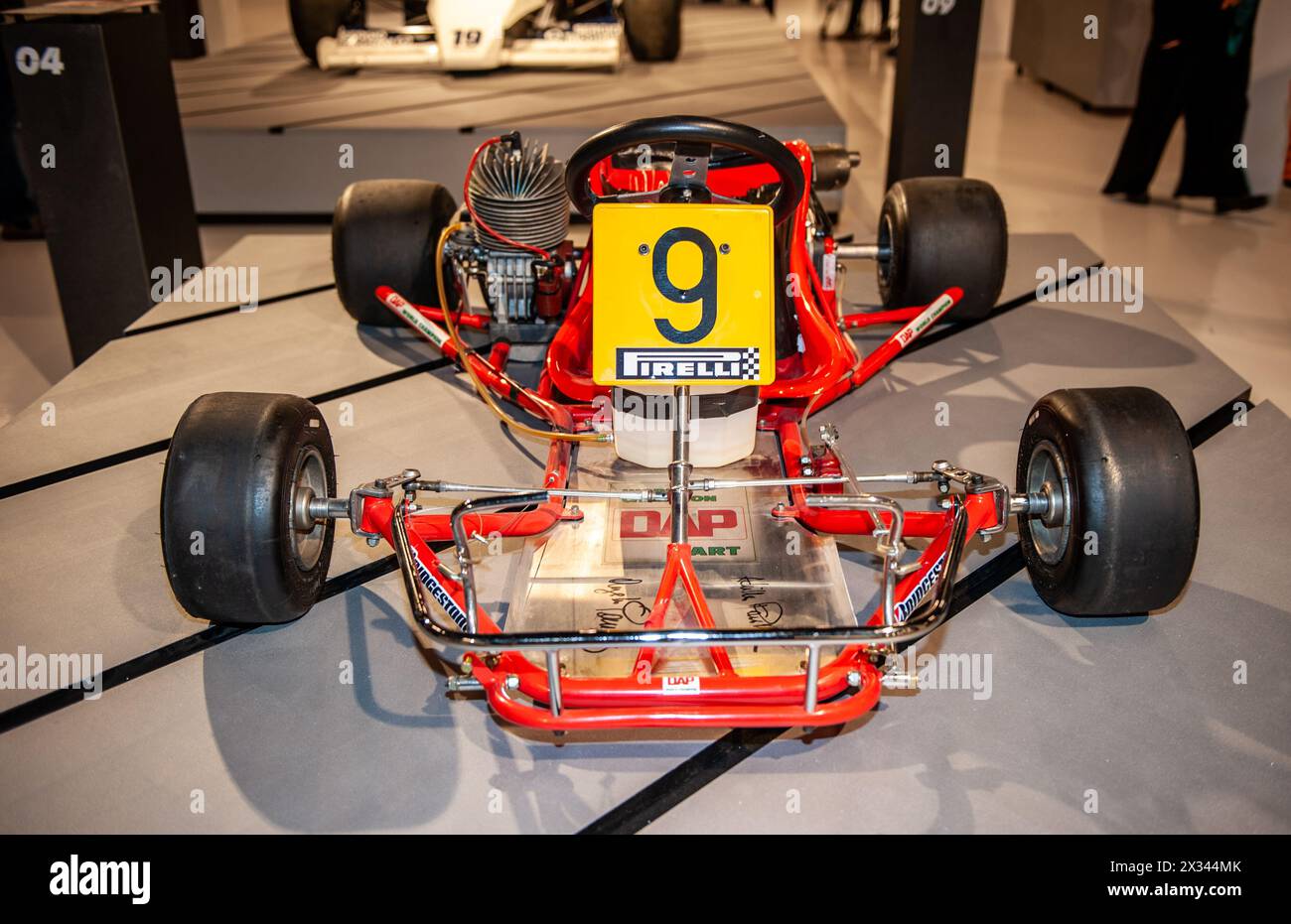 23/2024 Tutin (Italien) das DAP-Kart, mit dem Ayrton Senna auf der Rennstrecke im Automobilmuseum von Turin begann Stockfoto