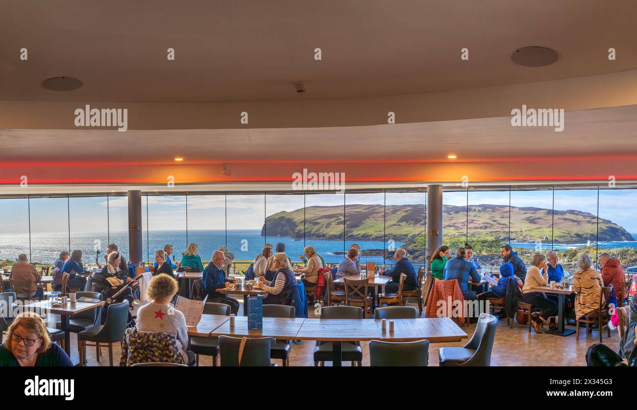 Blick auf das Calf of man vom Sound Cafe, Port Erin, Isle of man, England, Großbritannien Stockfoto