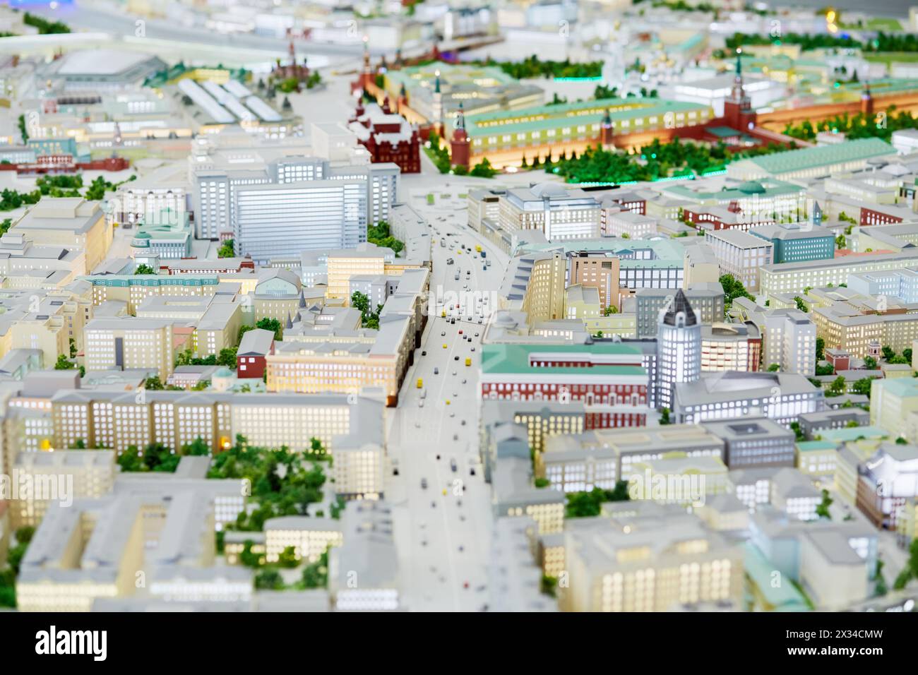 MOSKAU, RUSSLAND - 20. Dezember 2014: Layout der Twerskaja-Straße bei der VDNKH-Ausstellung. Twerskaja Straße eine der Hauptstraßen des Stadtteils Tverskoy von t Stockfoto