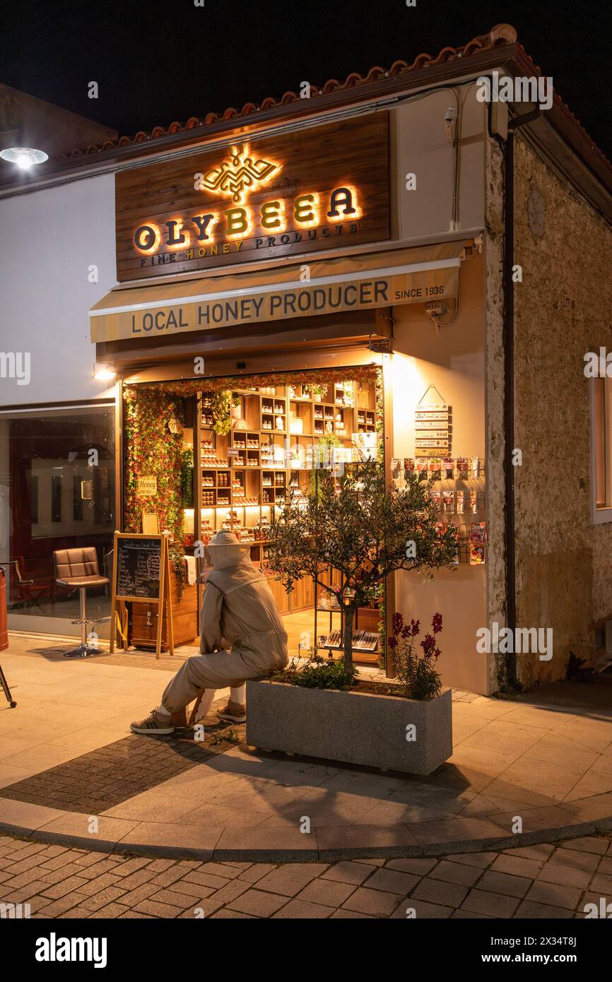 Olybeea Honiggeschäft, Olympia, Westpeloponnes, Griechenland Stockfoto