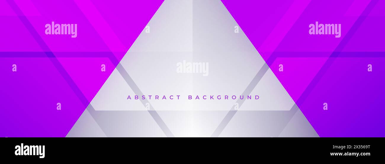 Purpurroter und weißer moderner abstrakter Hintergrund mit geometrischen 3D-Formen und Linien. Weißes und lila Muster auf abstraktem, breitem Banner. Vektorabbildung Stock Vektor