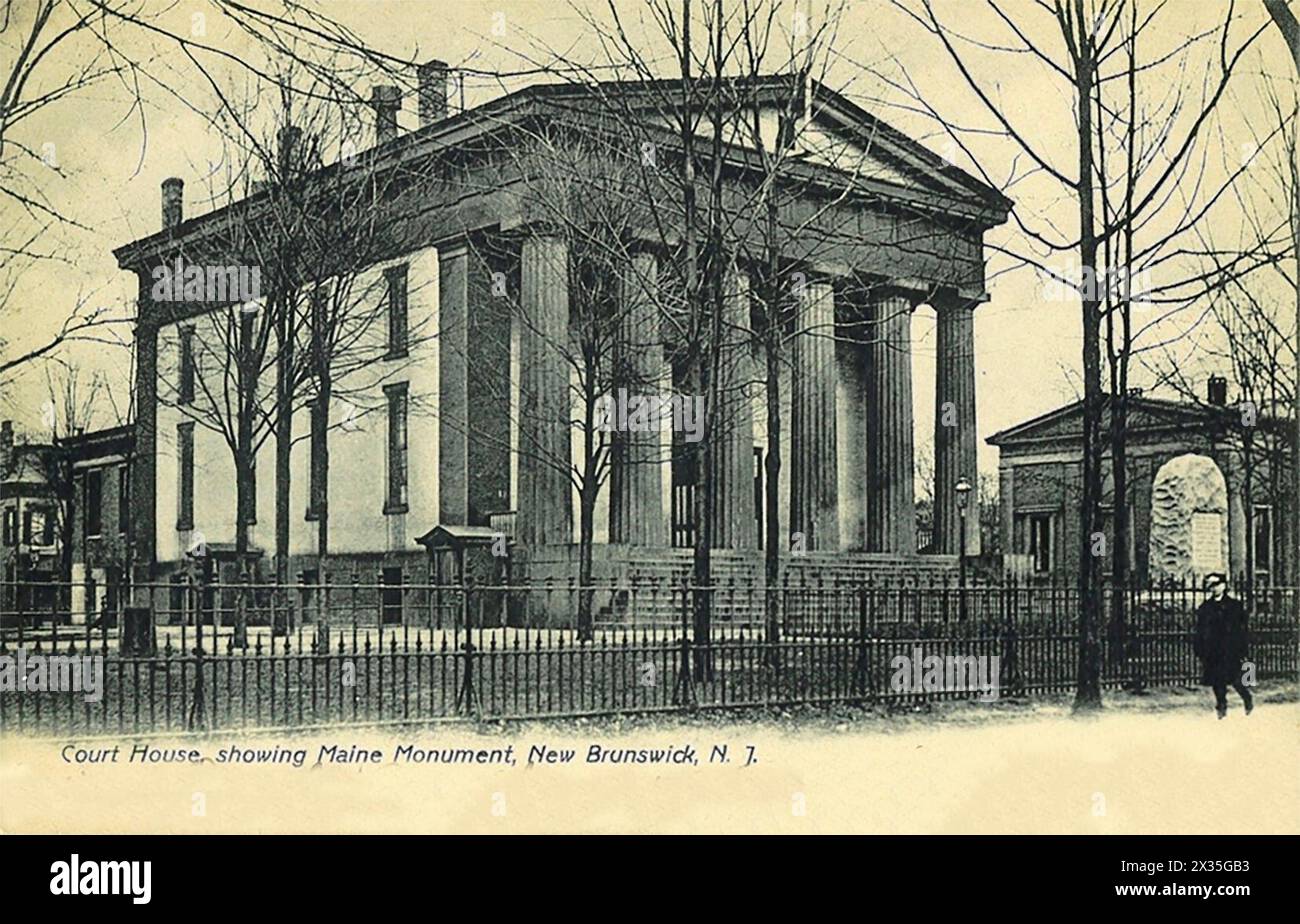 Middlesex County Court House mit Maine Monument, New Brunswick, NJ, um 1900 Stockfoto