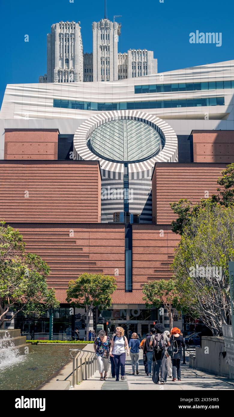 22.04.2019. San Francisco, Kalifornien, Usa. Der Nordeingang des San Francisco Museum of Modern Art - SFMOMA - wurde von Schweizer Architekten entworfen Stockfoto